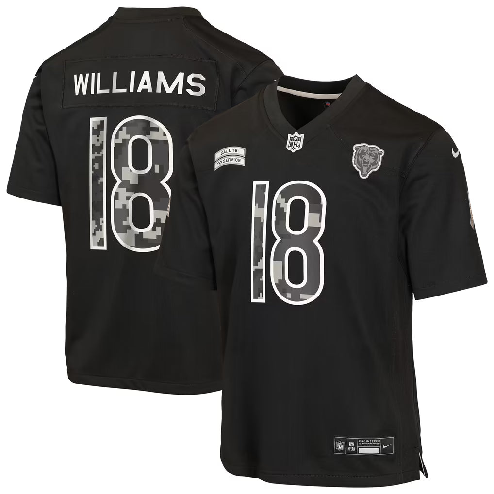 Caleb Williams Chicago Bears Nike Youth 2026 Salute to Service Game Jersey - Black