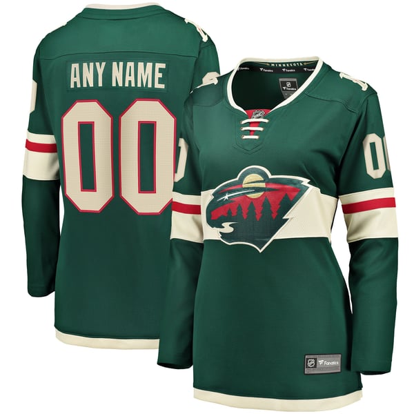 Selfika Women's Fanatics Minnesota Wild Home Breakaway Custom Jersey Green