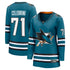 Selfika Women's Fanatics Macklin Celebrini Teal Sharks Jersey