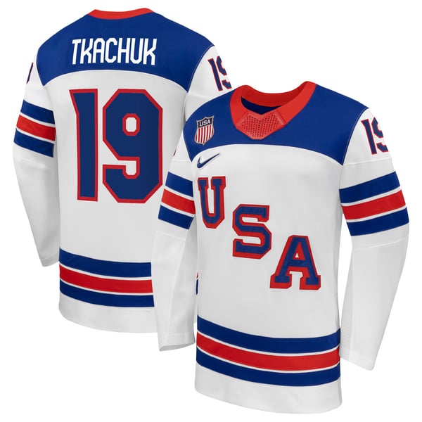 Selfika Matthew Tkachuk Nike US Hockey 2026 Away Jersey