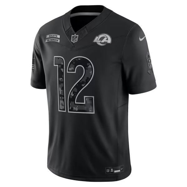 Puka Nacua Los Angeles Rams Nike 2026 Salute to Service Stitched Limited Jersey - Black