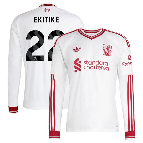 Hugo Ekitike Liverpool adidas 2026/27 Away Replica Long Sleeve Jersey - White