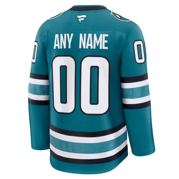 Selfika Fanatics San Jose Sharks Home Custom Jersey - Teal