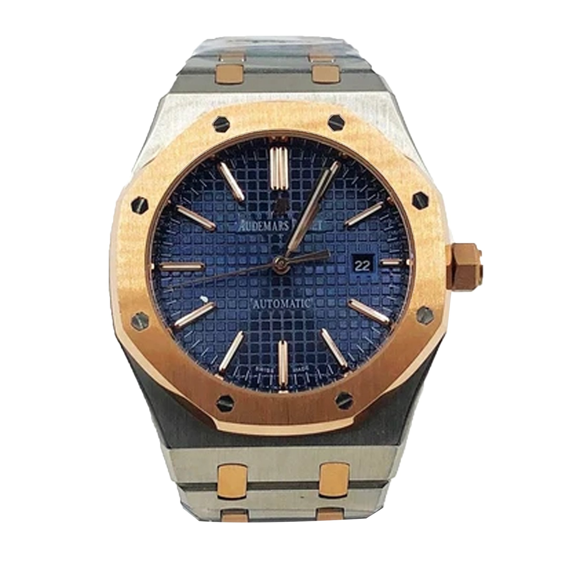 Selfika™ Men's Two-Tone Blue Dial Automatic Watch 1.6 in