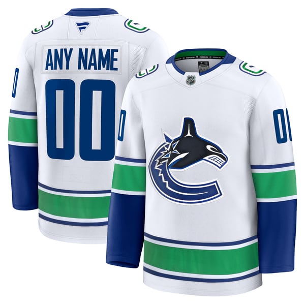 Selfika Vancouver Canucks Fanatics Away Premium Custom Jersey - White
