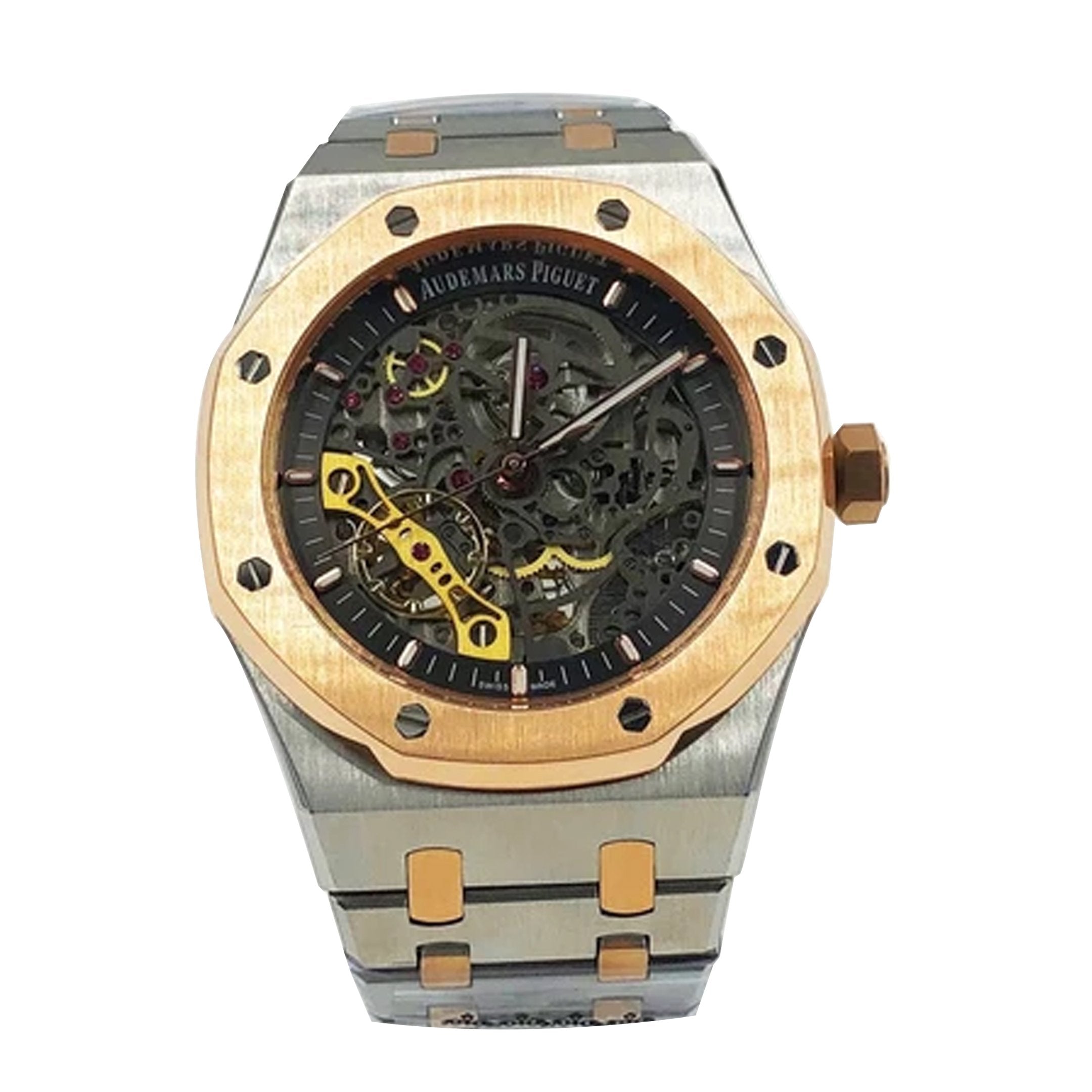 Selfika™ Men's Skeleton Two Tone Black Automatic Watch 1.6 in