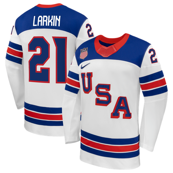 Selfika Dylan Larkin Nike US Hockey 2026 Away Replica Jersey - White