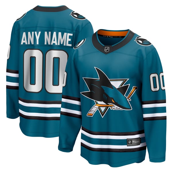 Selfika Fanatics San Jose Sharks Home Breakaway Custom Jersey - Teal