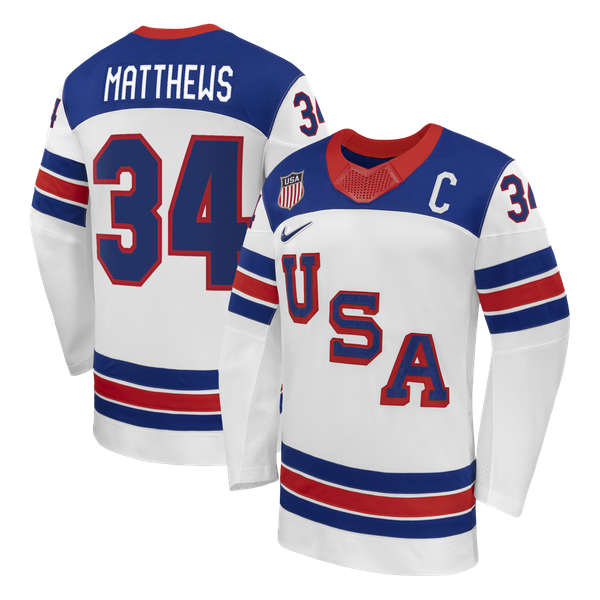 Selfika Nike US Hockey 2026 Auston Matthews Away Jersey