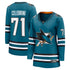 Selfika Women's Fanatics Macklin Celebrini Teal Sharks Jersey
