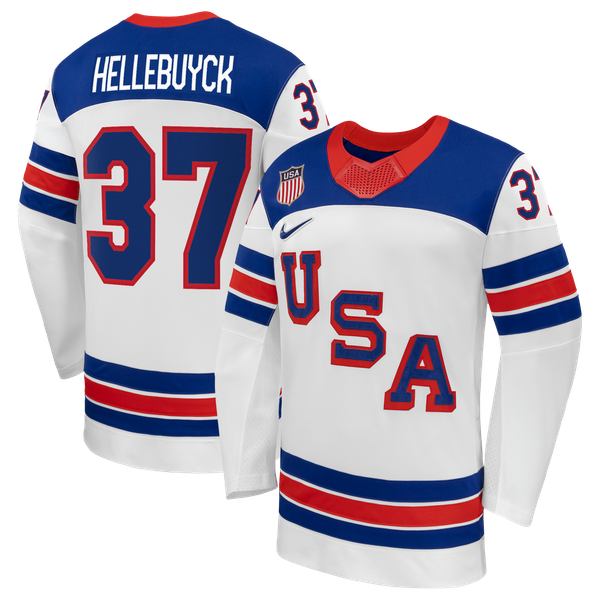Selfika Nike Connor Hellebuyck US Hockey 2026 Away Jersey - White