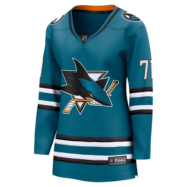 Selfika Women's Fanatics Macklin Celebrini Teal Sharks Jersey