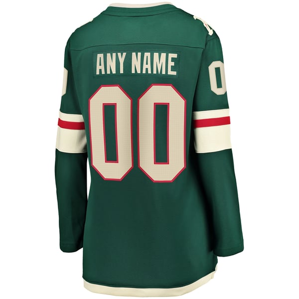 Selfika Women's Fanatics Minnesota Wild Home Breakaway Custom Jersey Green