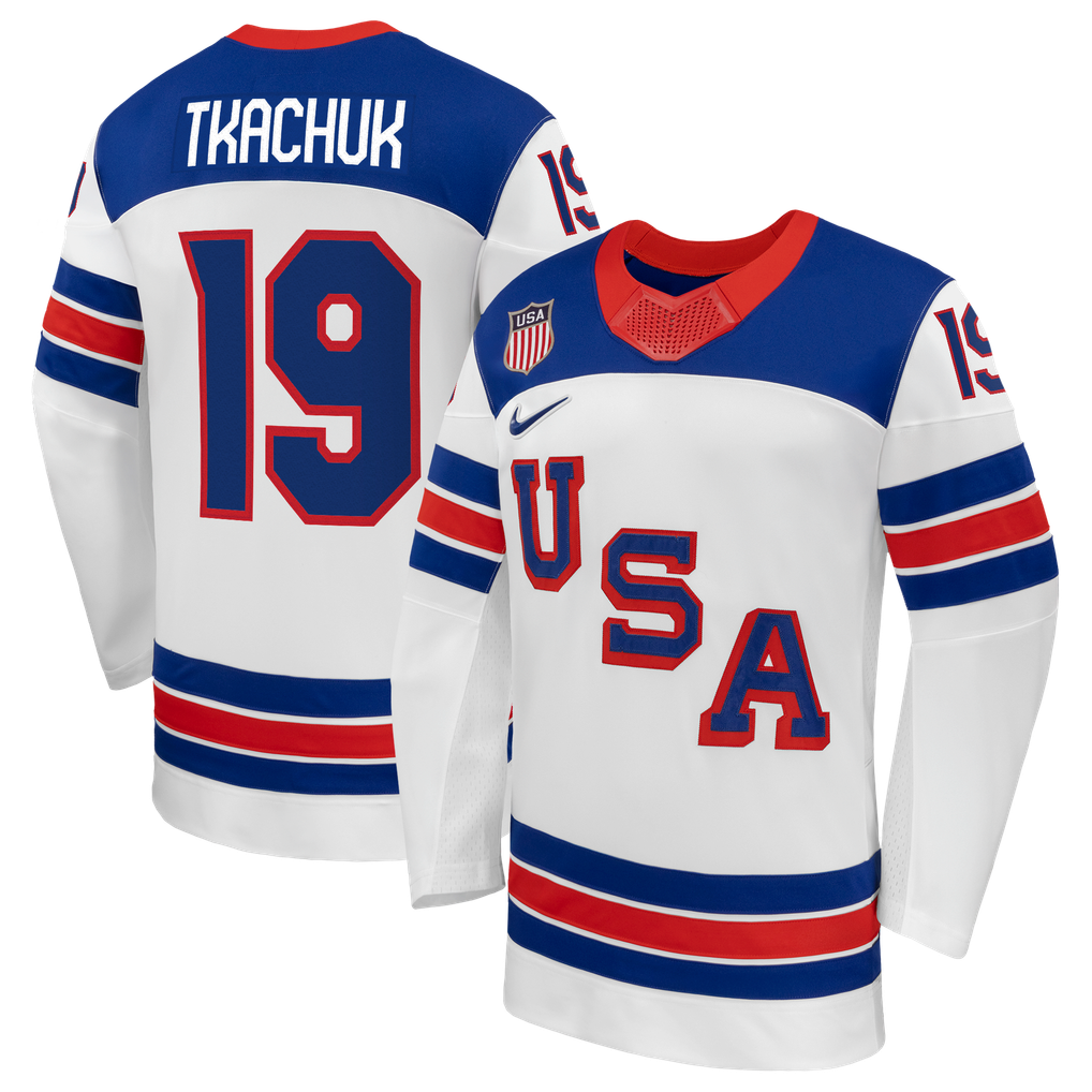 Selfika Matthew Tkachuk Nike US Hockey 2026 Away Jersey