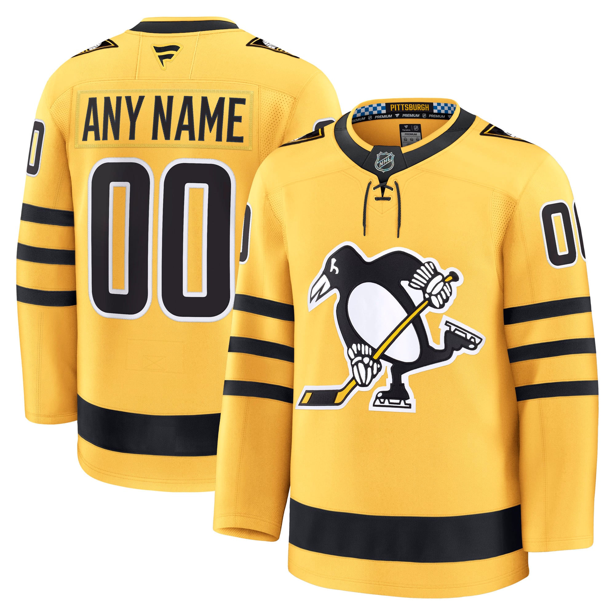 Selfika Fanatics Pittsburgh Penguins Alternate Premium Custom Jersey - Gold