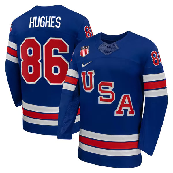 Selfika Nike US Hockey Jack Hughes 2026 Home Replica Jersey