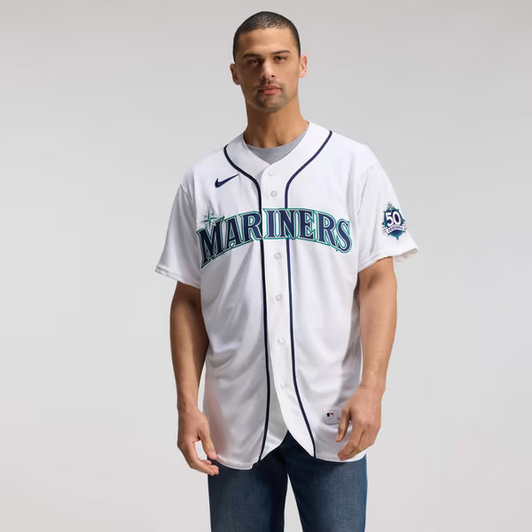 Seattle Mariners Nike 50th Anniversary Patch Home Authentic Jersey - White