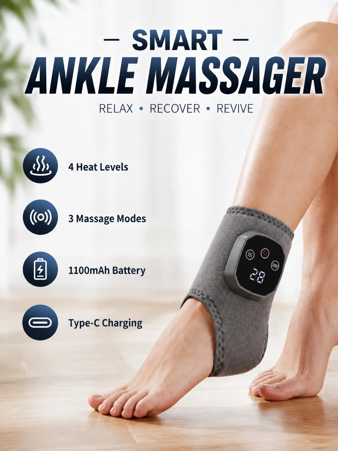 Selfika™ Portable Heated Ankle Massager Foot Brace Wrap