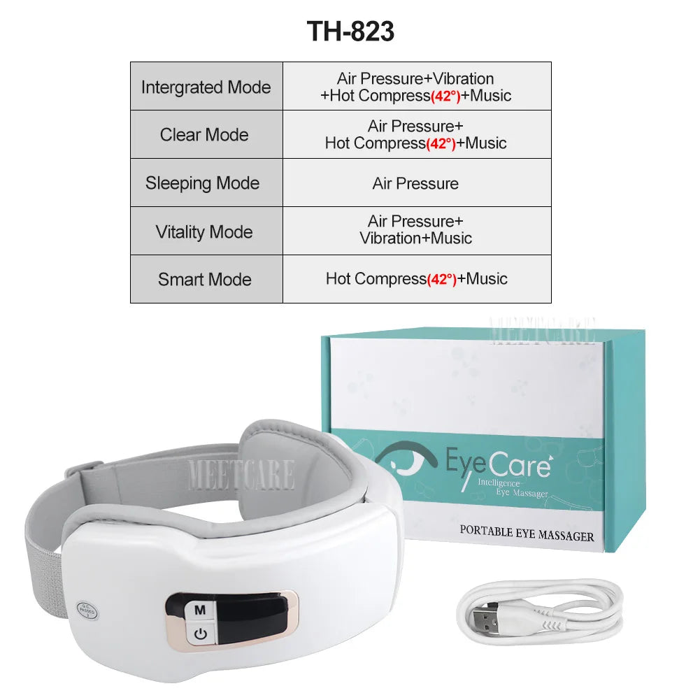 Smart Airbag Vibration Eye Massager – Hot Compress and Bluetooth Music Relaxation Sleep Aid
