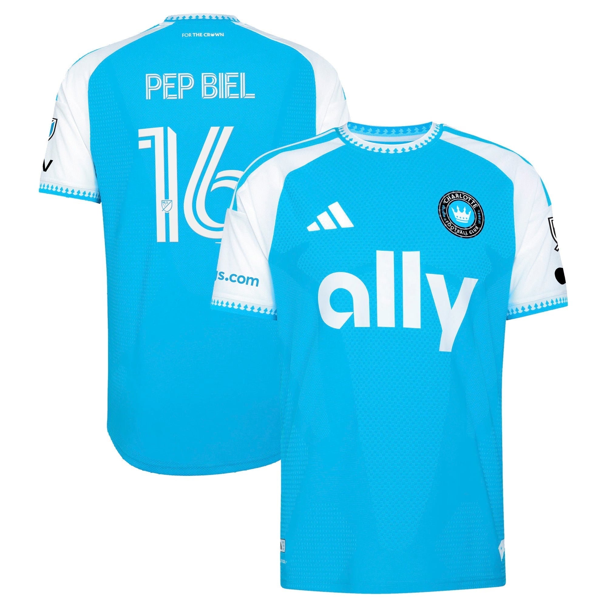 Charlotte FC // adidas Pep Biel #16 Official 2026 Carolina Kit On-Field Patch Jersey – Blue - Jersey Teams World