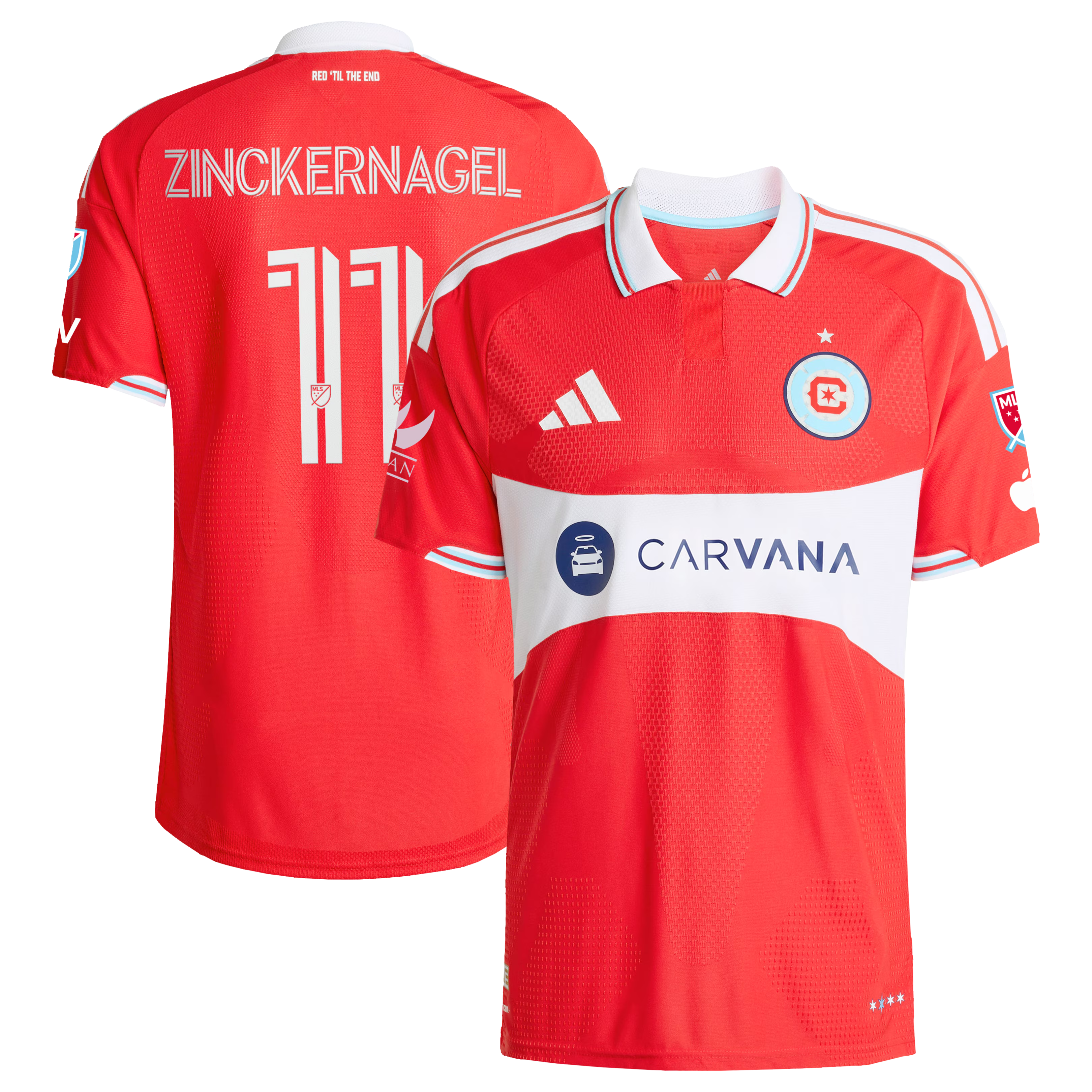 Chicago Fire // adidas Philip Zinckernagel #11 Official 2026 Forever Red On-Field Patch Jersey – Red - Jersey Teams World