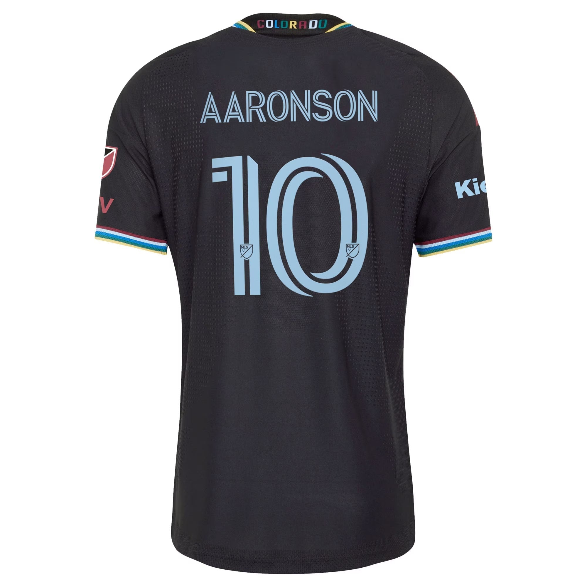 Colorado Rapids // adidas Paxten Aaronson #10 Official 2026 Colorful Colorado On-Field Patch Jersey – Black - Jersey Teams World