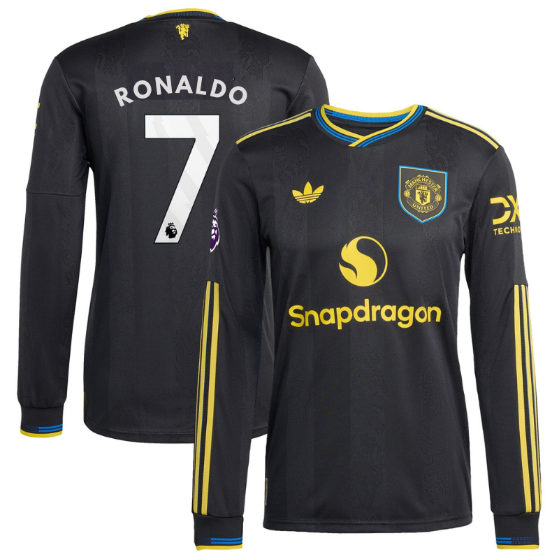Cristiano Ronaldo Manchester United Selfika 2025/26 Third Long Sleeve Player Jersey - Black