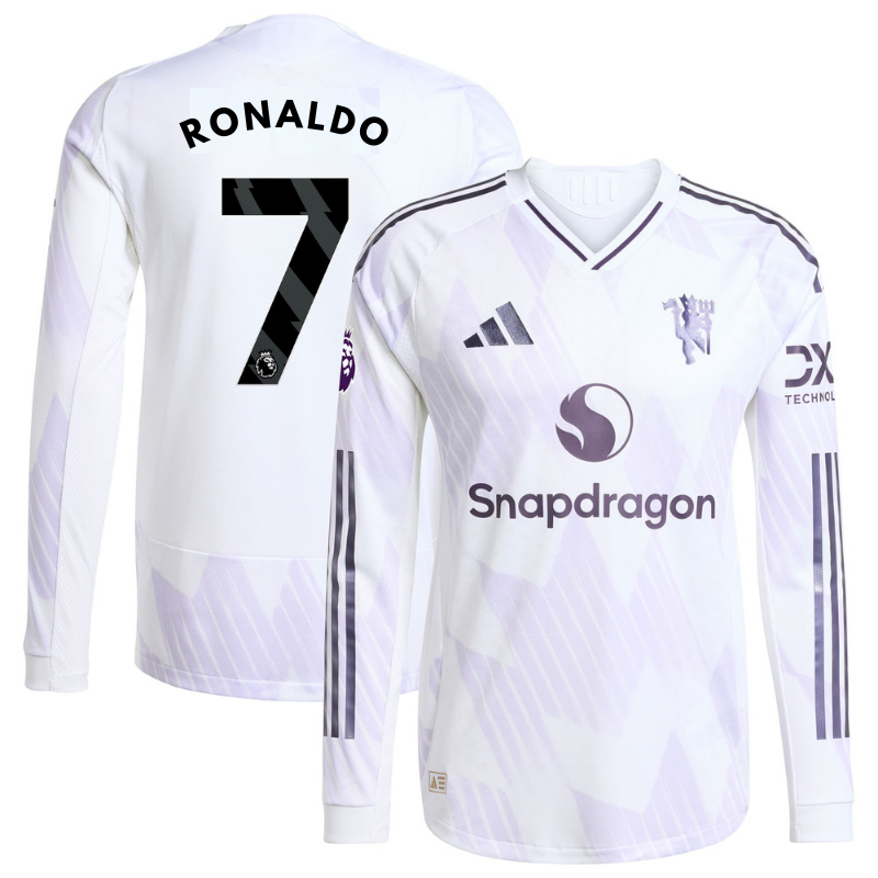 Cristiano Ronaldo Manchester United Selfika 2025/26 Away Long Sleeve Player Jersey - White