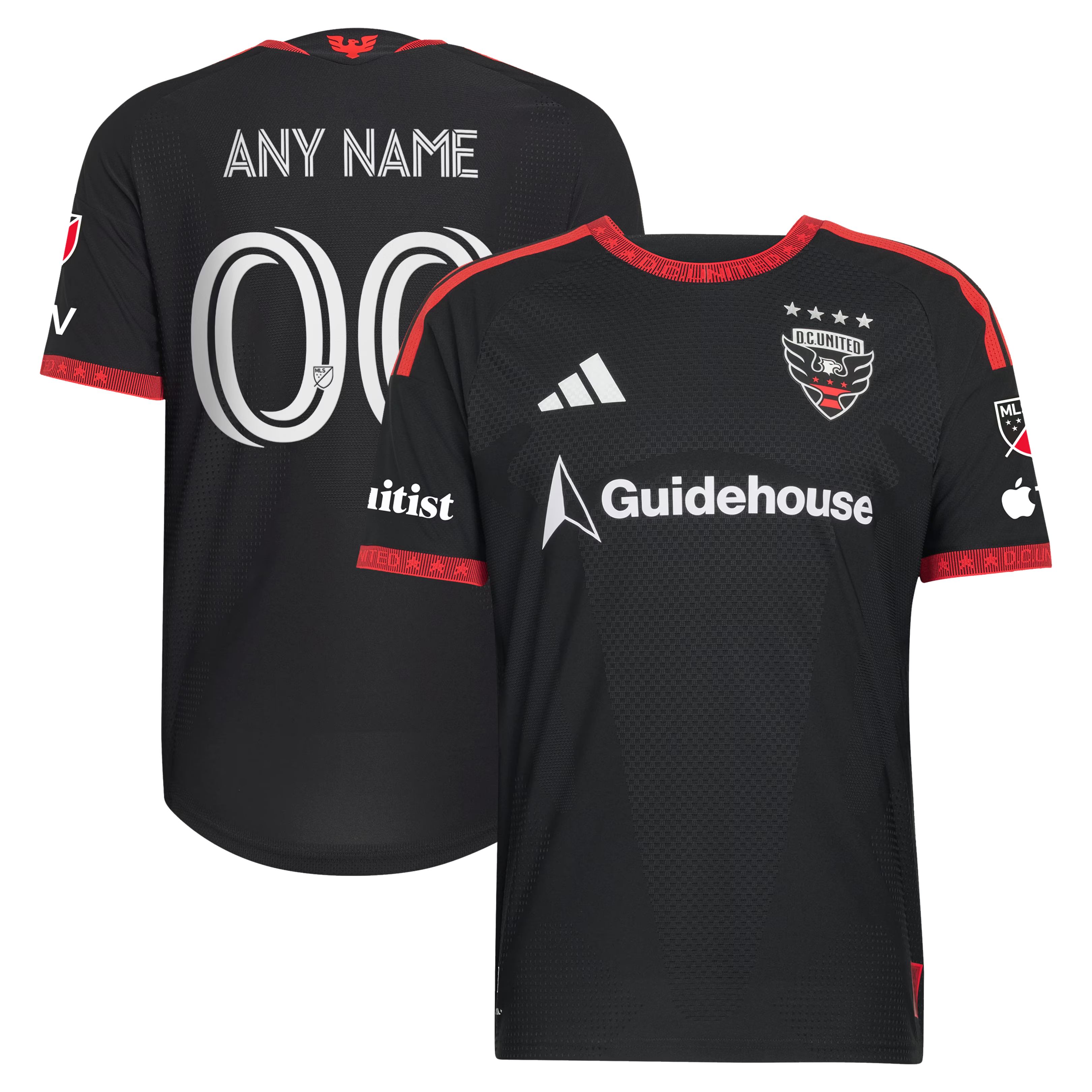 D.C. United // adidas Official 2026 Black-and-Red On-Field Patch Custom Jersey – Black - Jersey Teams World