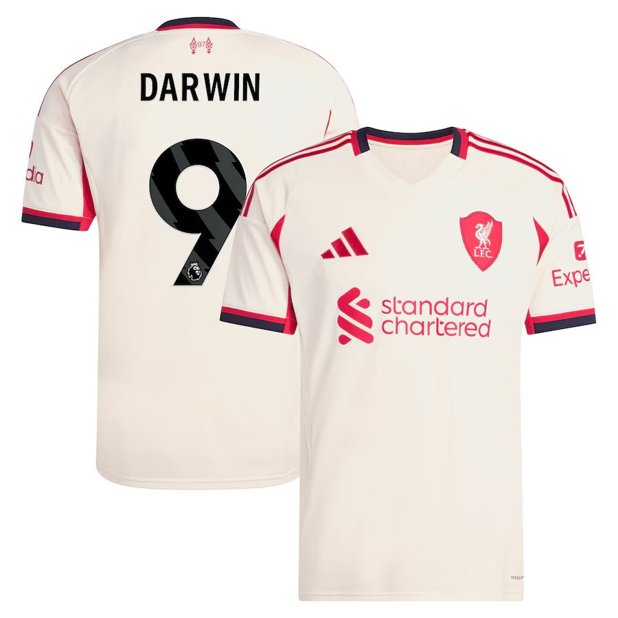Darwin Núñez Liverpool Selfika 2025/26 Away Player Jersey - White