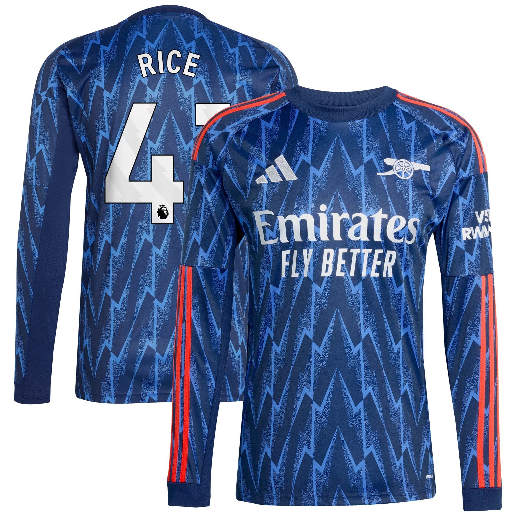 Declan Rice Arsenal Selfika 2025/26 Away Long Sleeve Player Jersey - Blue