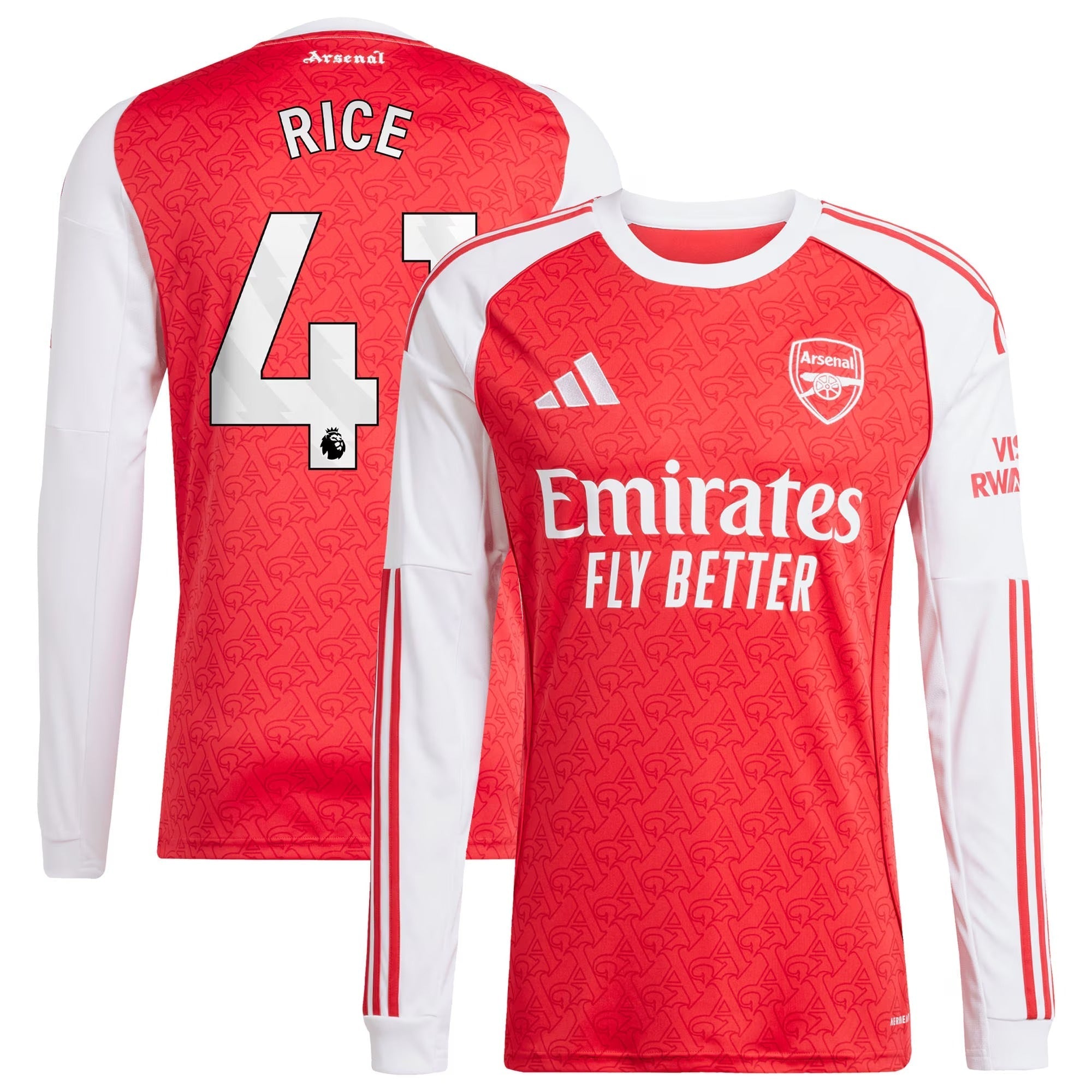 Declan Rice Arsenal Selfika 2025/26 Home Long Sleeve Player Jersey - Red