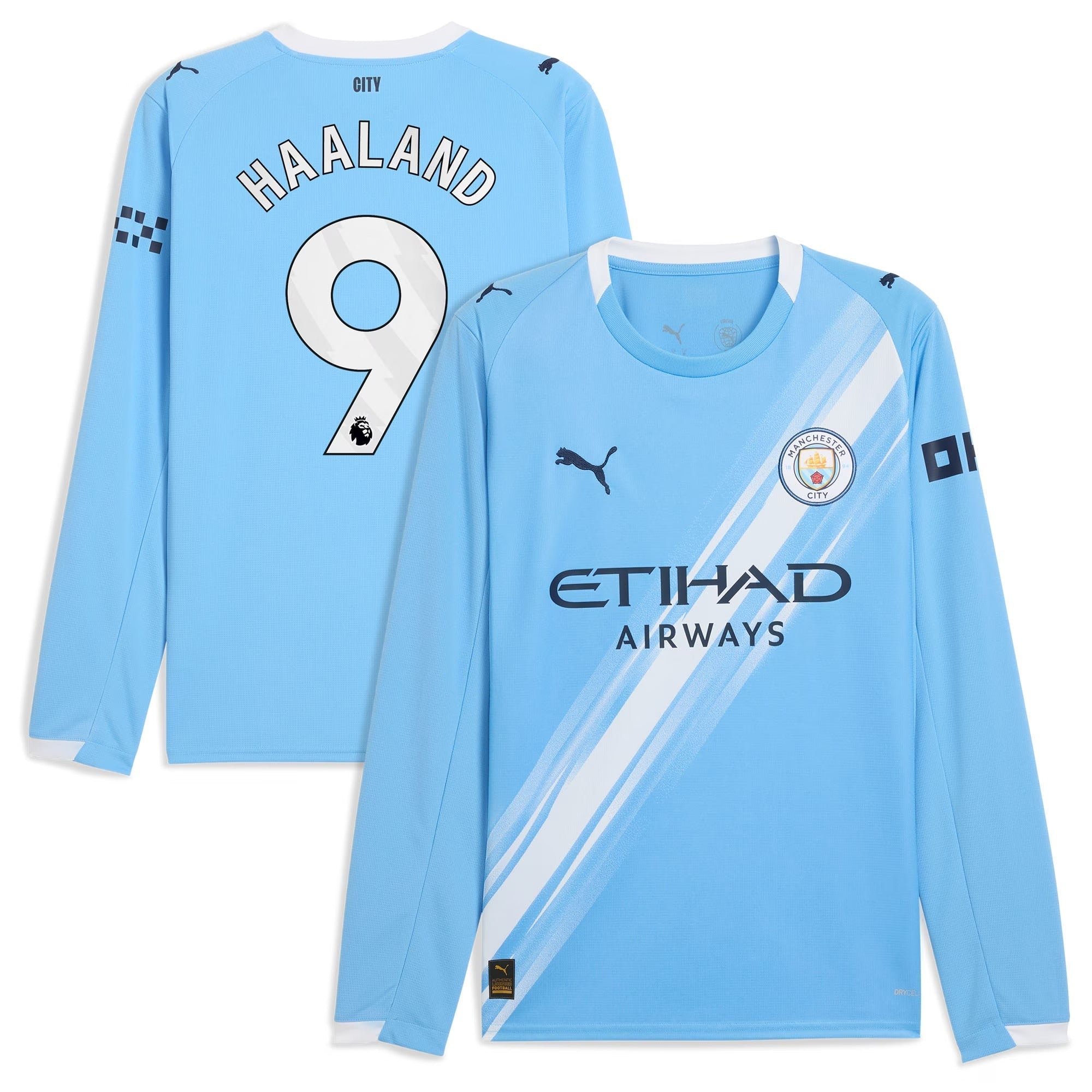 Erling Haaland Manchester City Selfika 2025/26 Home Long Sleeve Player Jersey - Sky Blue