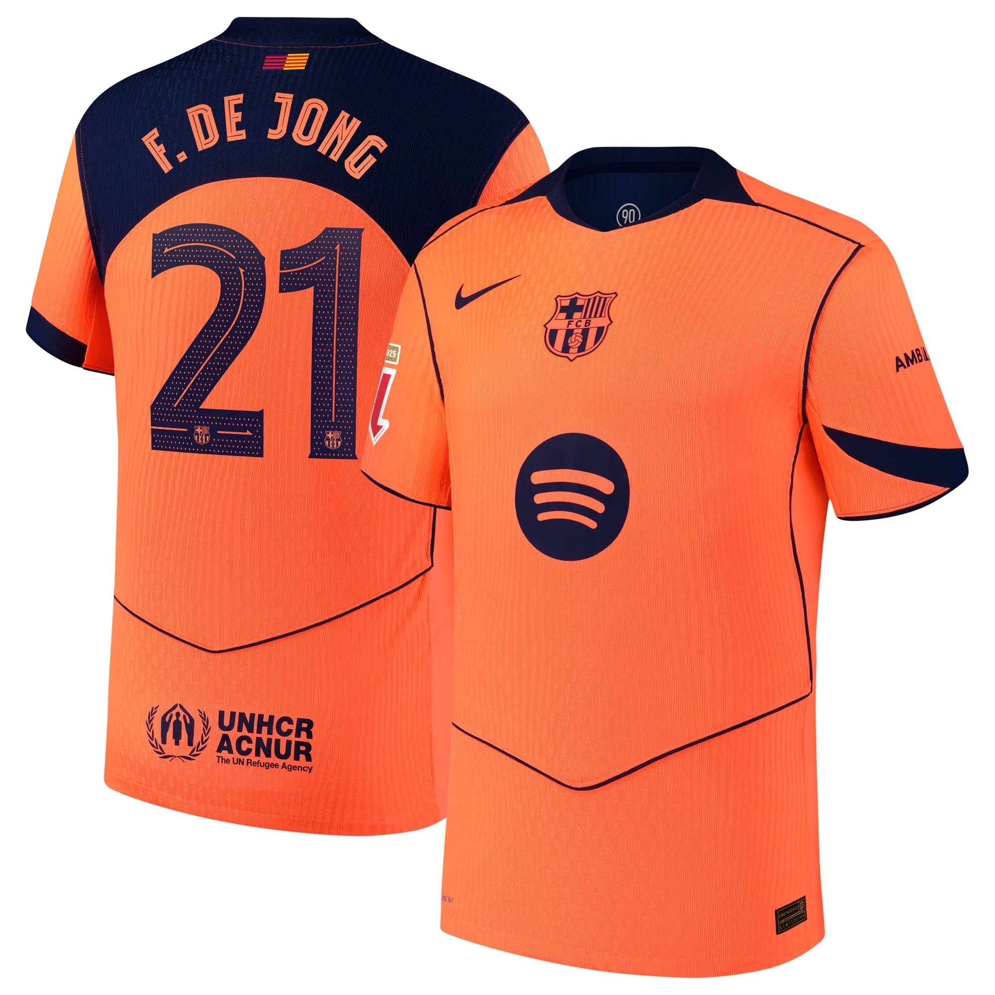 Frenkie de Jong Barcelona Selfika 2025/26 Third Player Jersey - Orange
