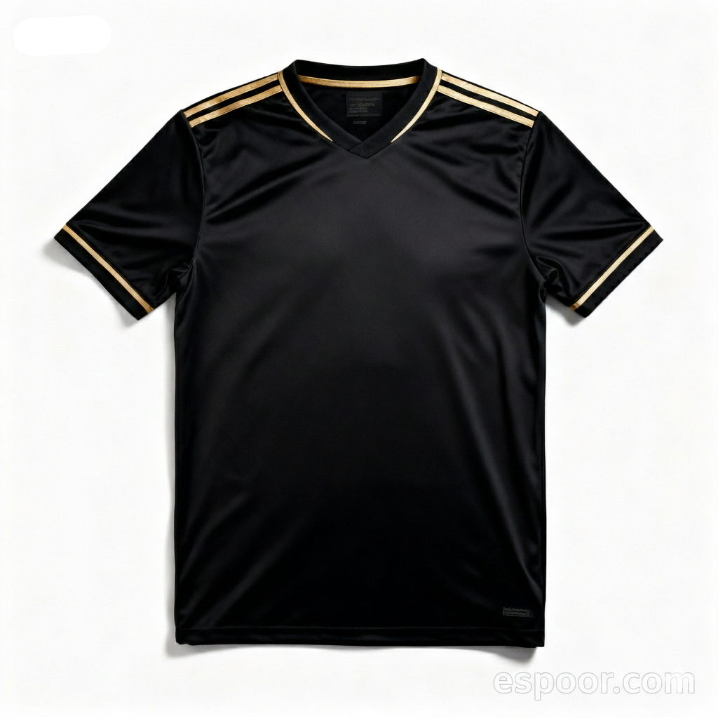 Men's Elite Knight Soccer Jersey - Black with Gold Stripe Performance Fit