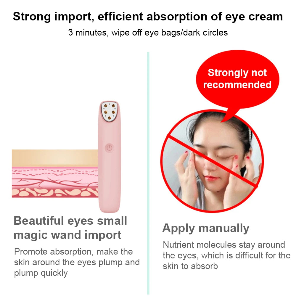 Alwafore Electric Eye Massager Pen – RF, EMS Microcurrent, Red Light, Vibration, USB Rechargeable