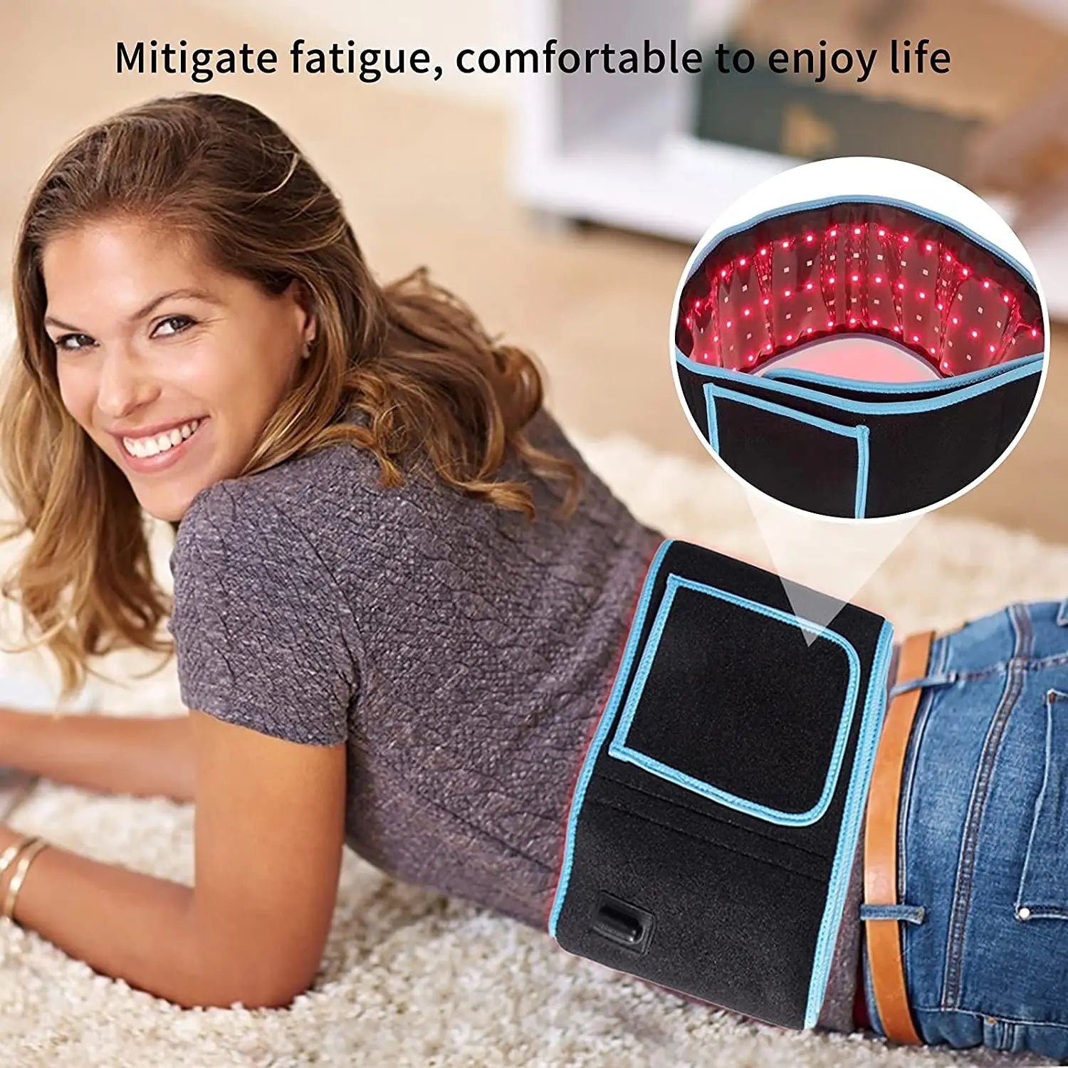 JUNNEELED Red & Infrared Light Therapy Belt (660/850nm) – Body Wrap, Heat Pad for Cosmetic Appearance