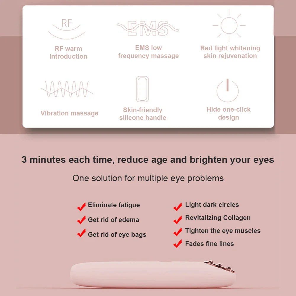 Alwafore Electric Eye Massager Pen – RF, EMS Microcurrent, Red Light, Vibration, USB Rechargeable