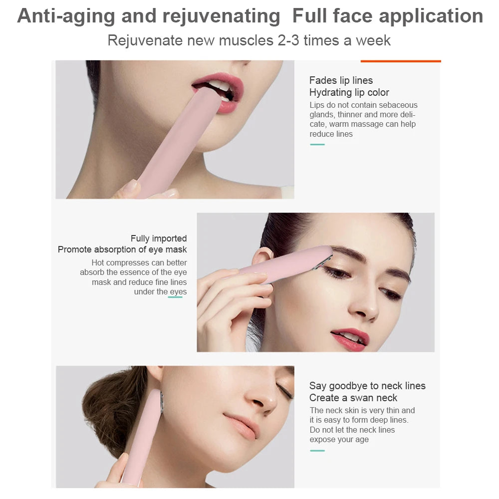 Alwafore Electric Eye Massager Pen – RF, EMS Microcurrent, Red Light, Vibration, USB Rechargeable