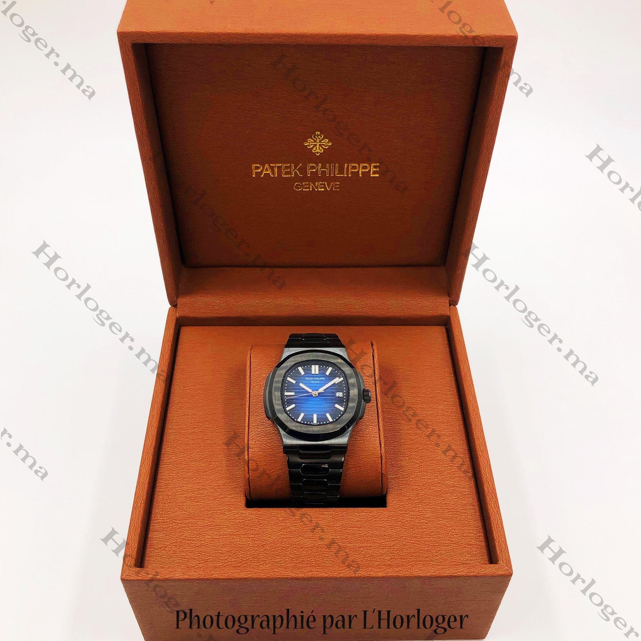 Selfika™ Men's Automatic Watch with Blue Dial and Black Strap A384EAP