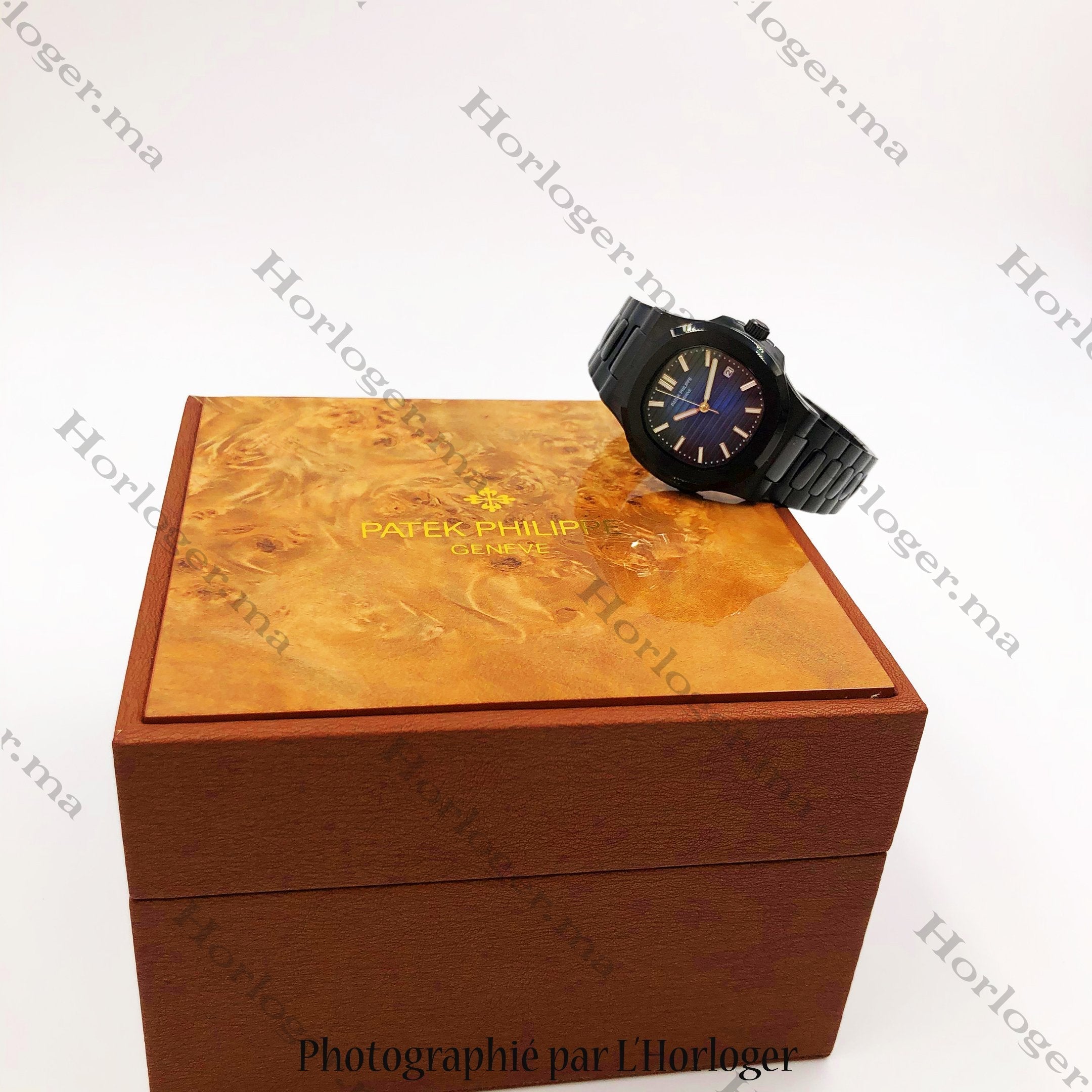 Selfika™ Men's Automatic Watch with Blue Dial and Black Strap A384EAP