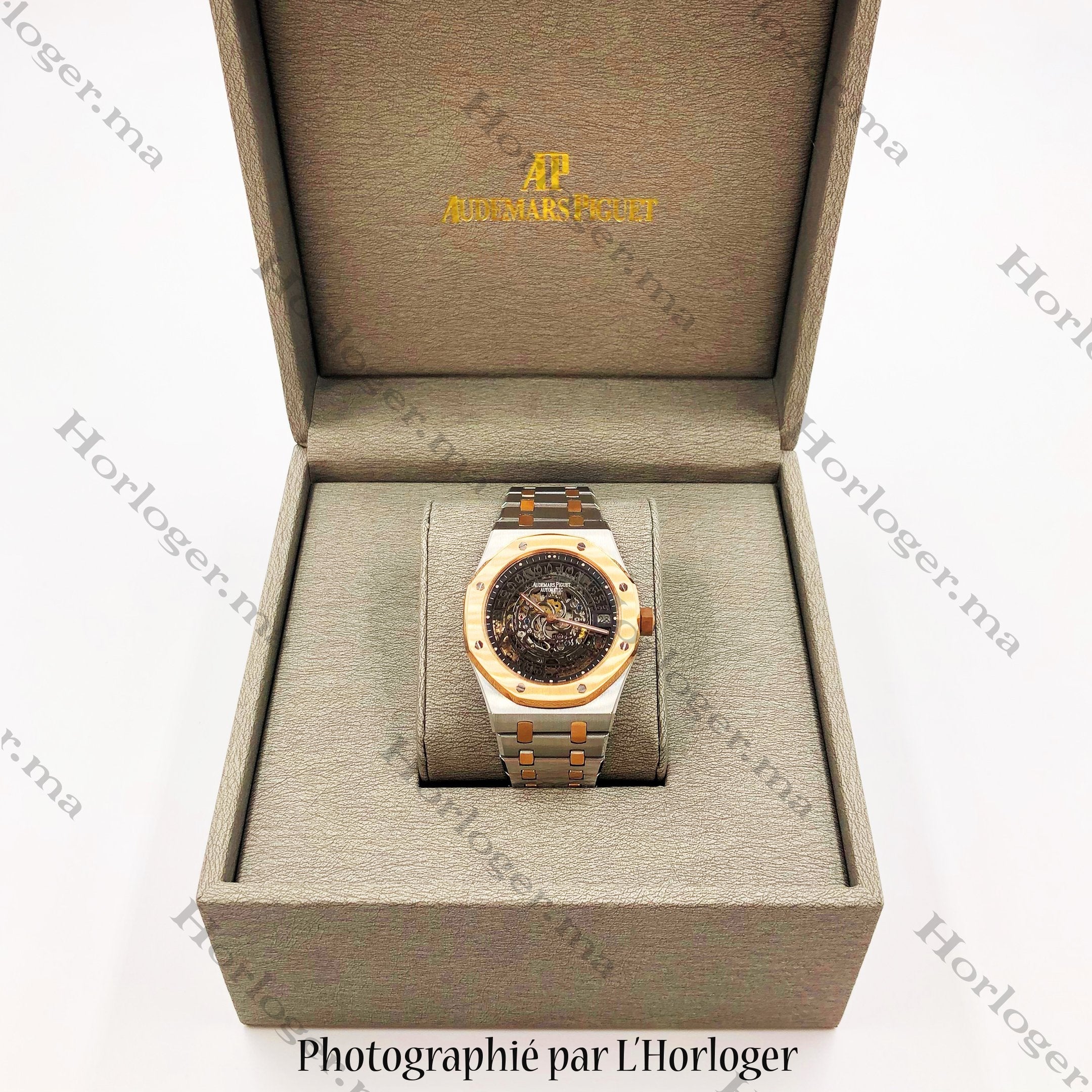Selfika™ Royal Oak Golden Silver Transparent Black Dial Watch