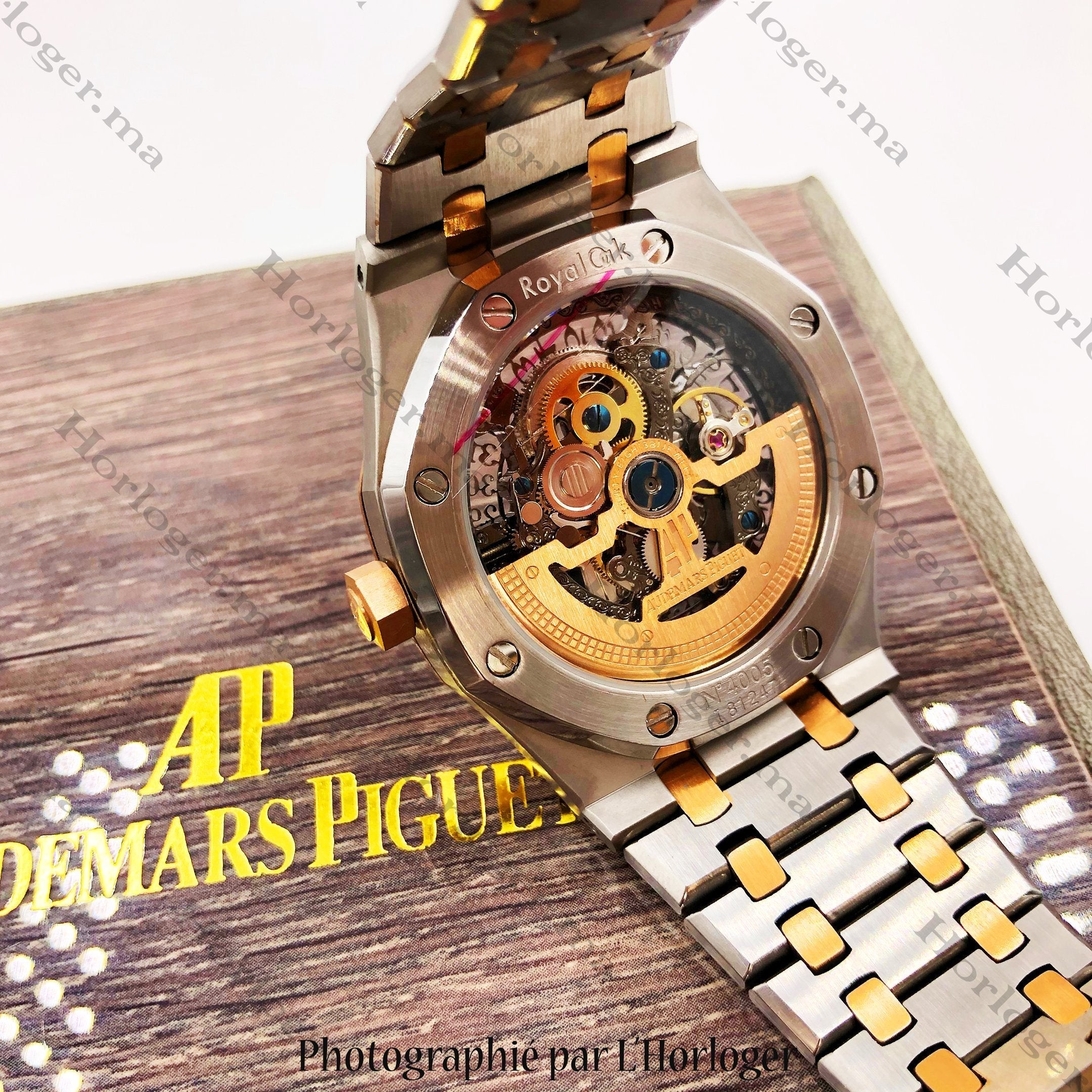 Selfika™ Royal Oak Golden Silver Transparent Black Dial Watch