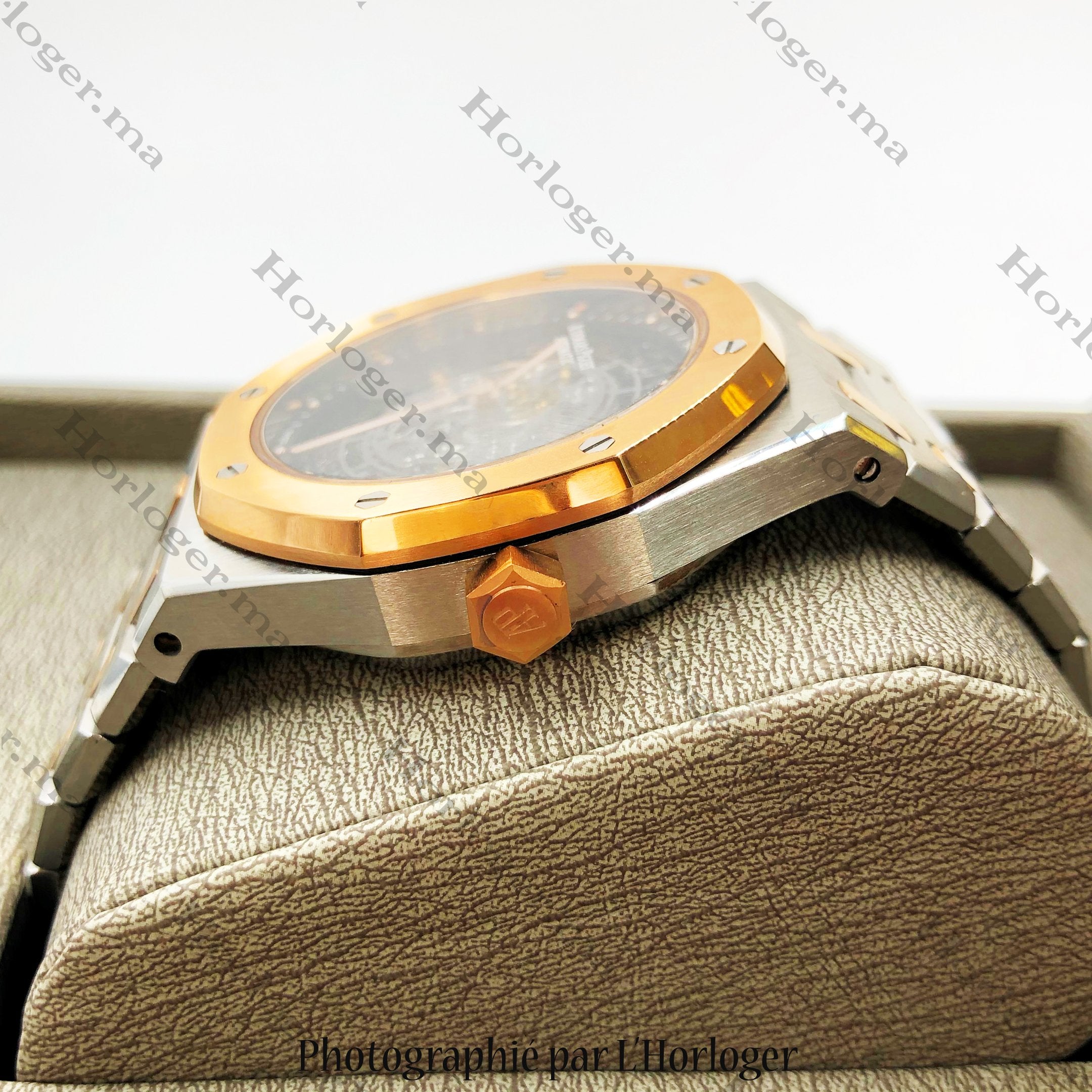 Selfika™ Royal Oak Golden Silver Transparent Black Dial Watch