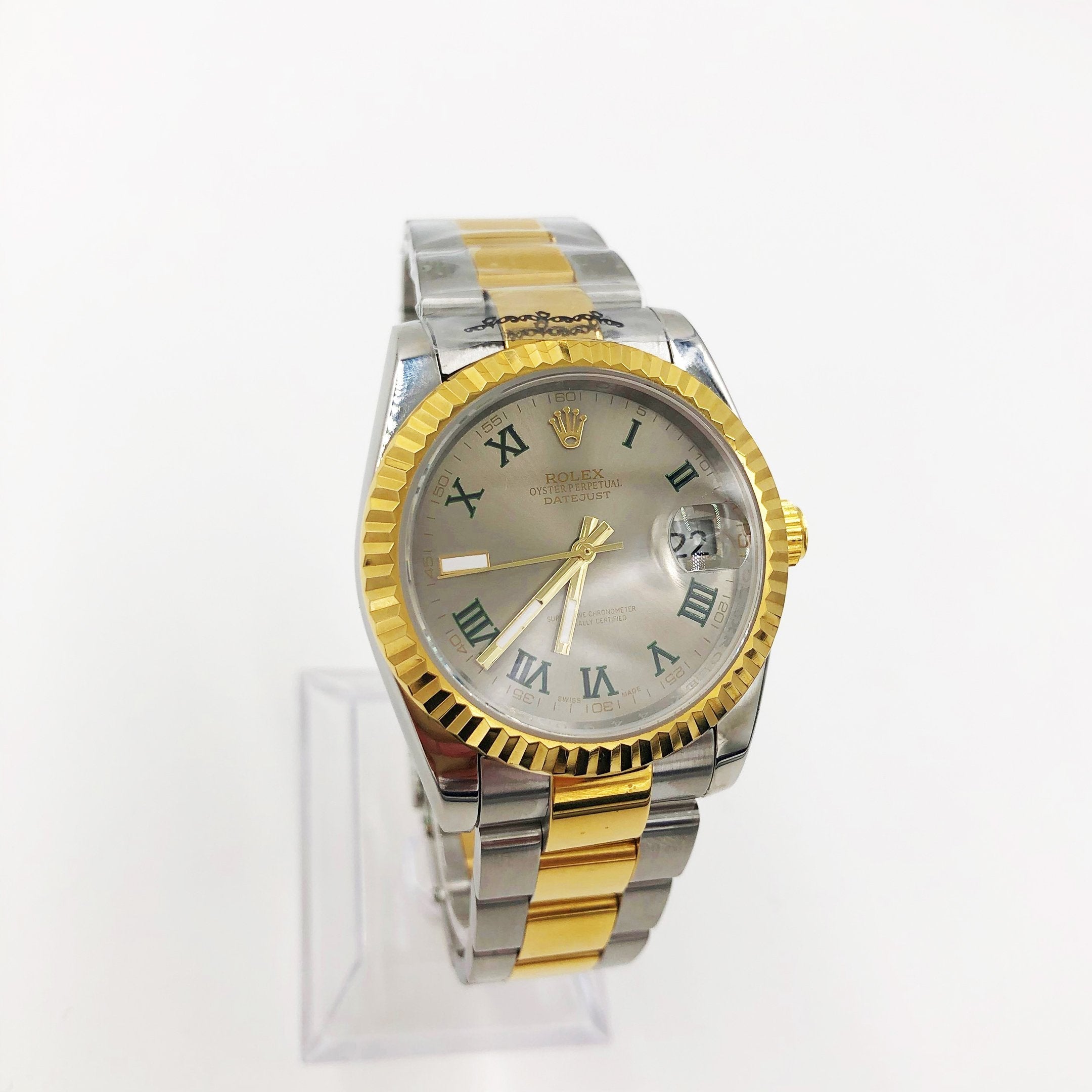 Selfika™ Datejust Oyster Automatic Watch Golden Silver Hebrew