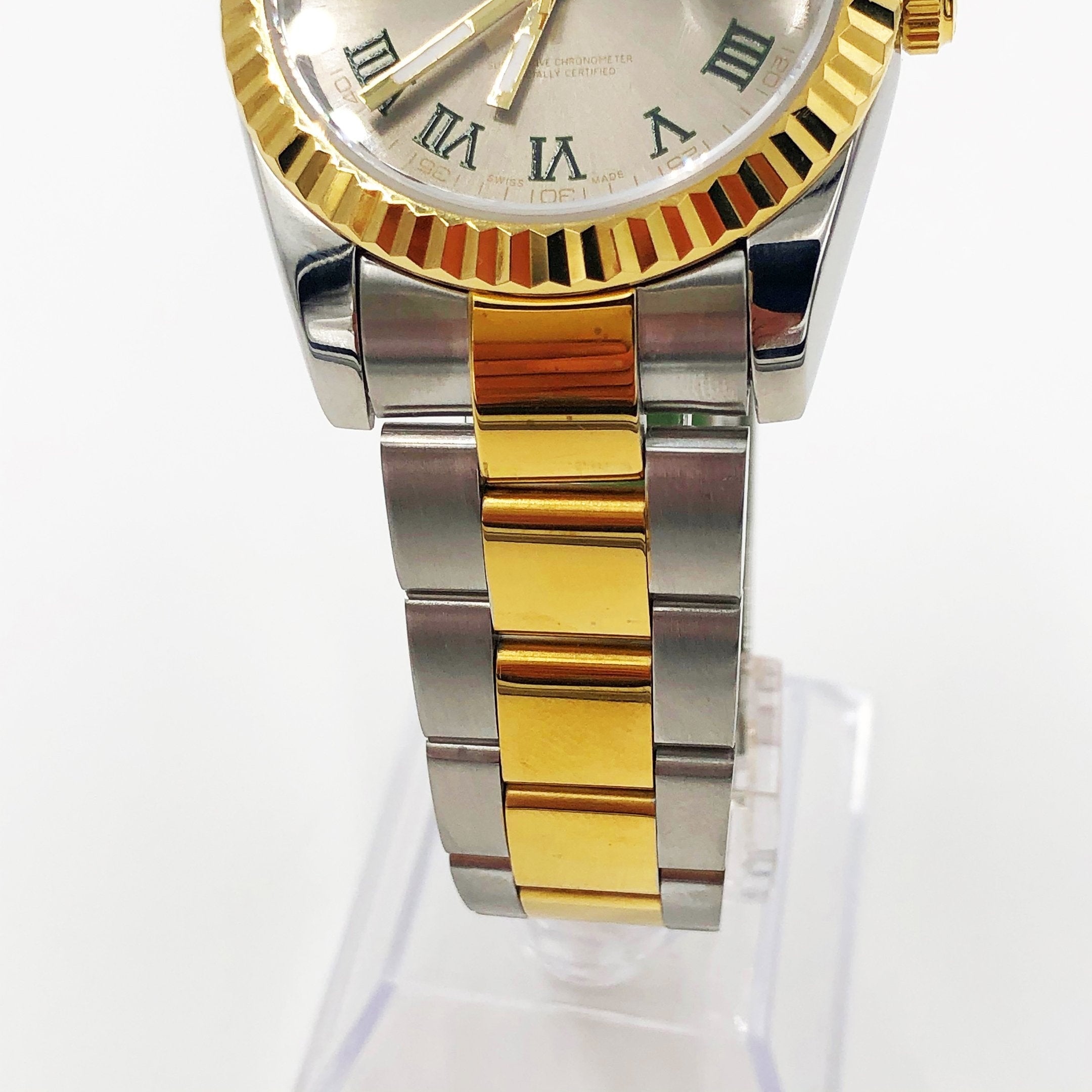 Selfika™ Datejust Oyster Automatic Watch Golden Silver Hebrew