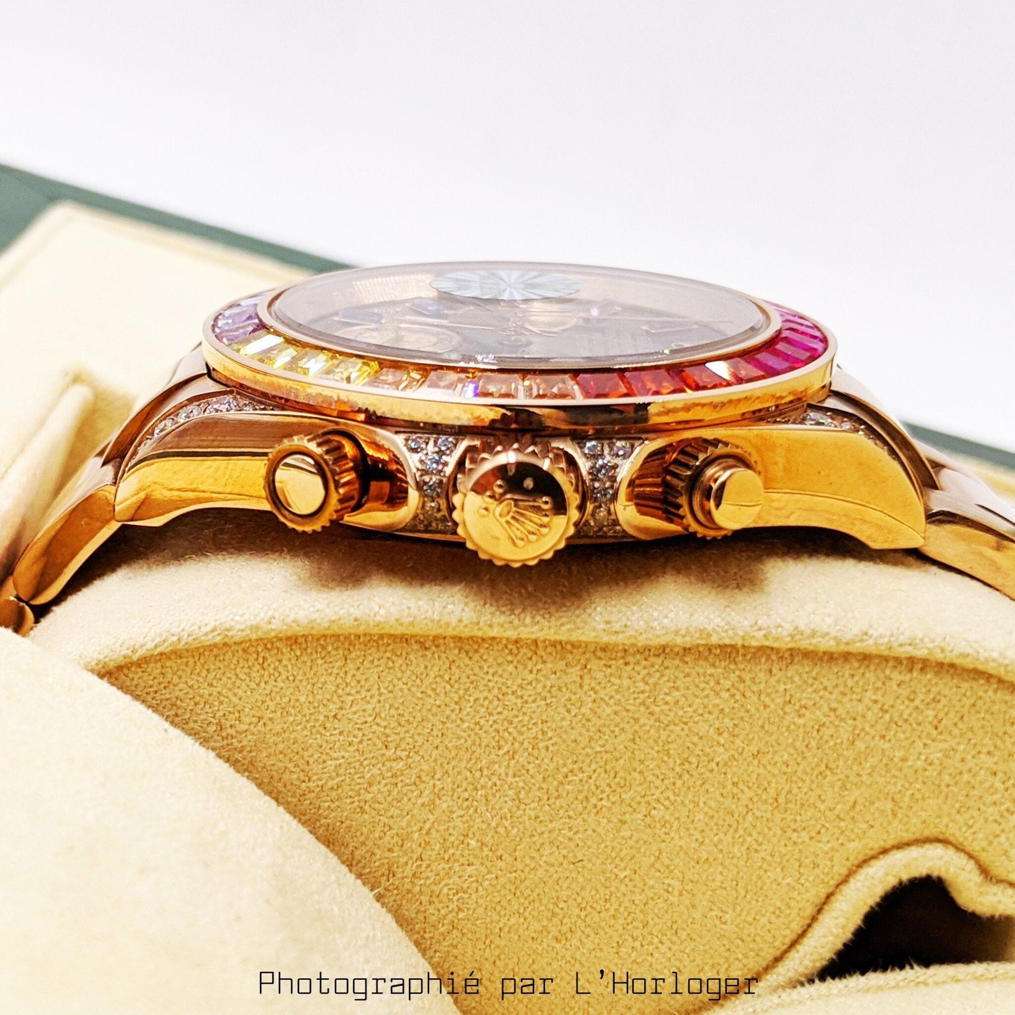 Selfika™ Daytona Rose Gold Rainbow Diamond Watch
