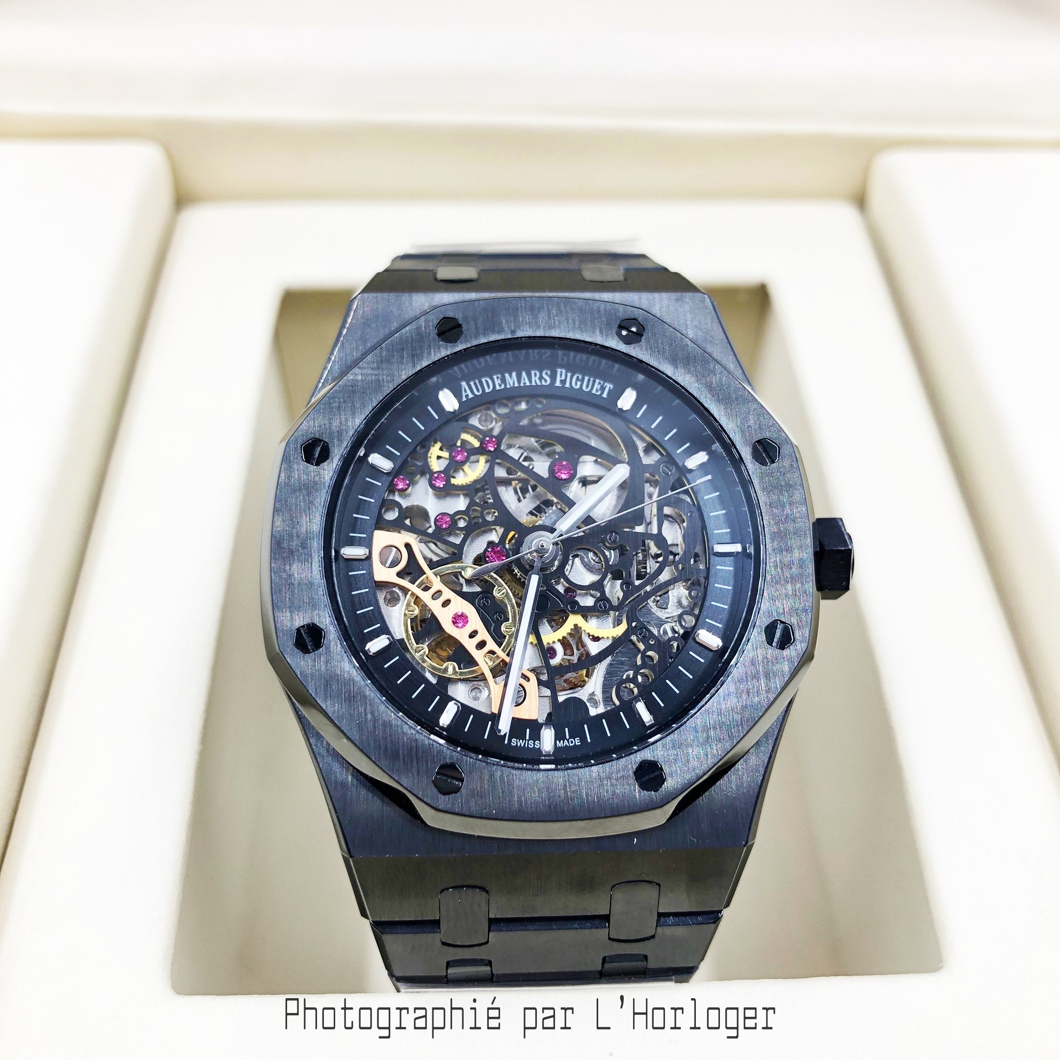 Selfika™ Men's Skeleton Full Black Automatic Watch 1.6 in
