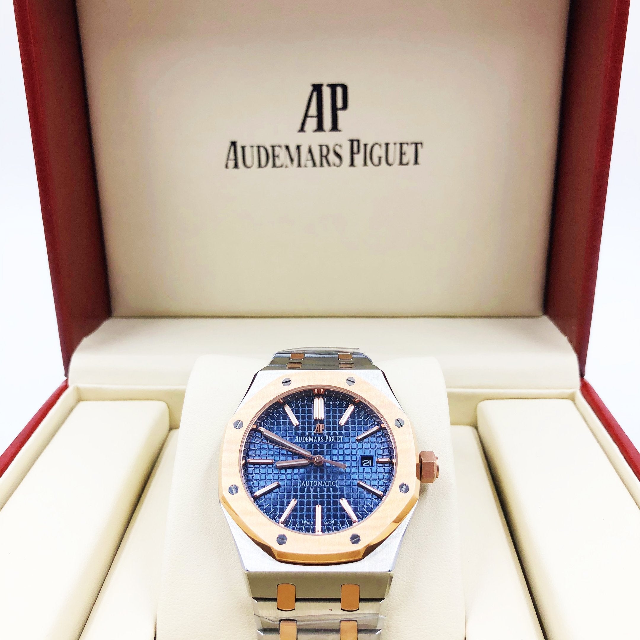 Selfika™ Men's Two-Tone Blue Dial Automatic Watch 1.6 in
