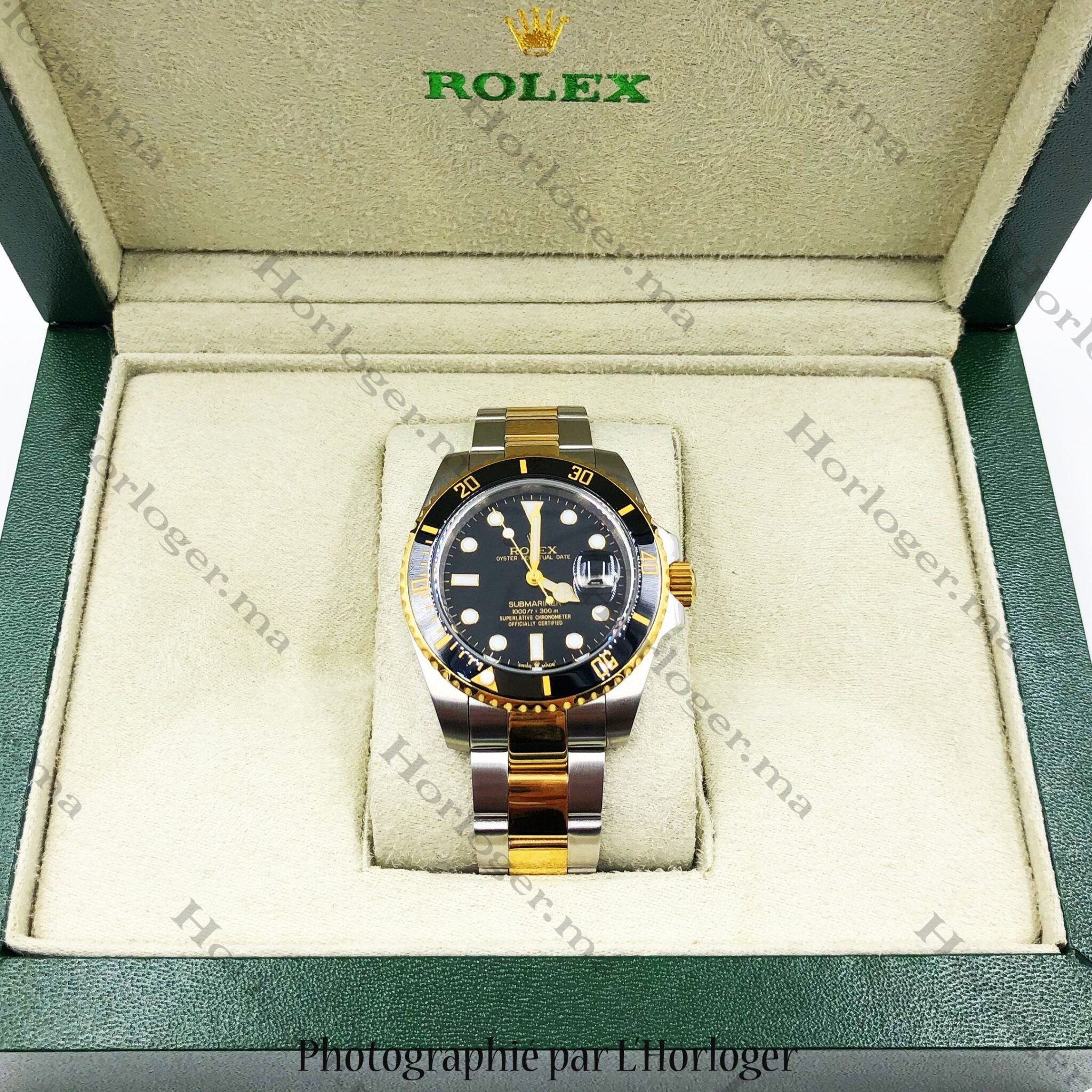 Selfika™ Men's Submariner Two Tone Black Dial Dive Watch 41mm